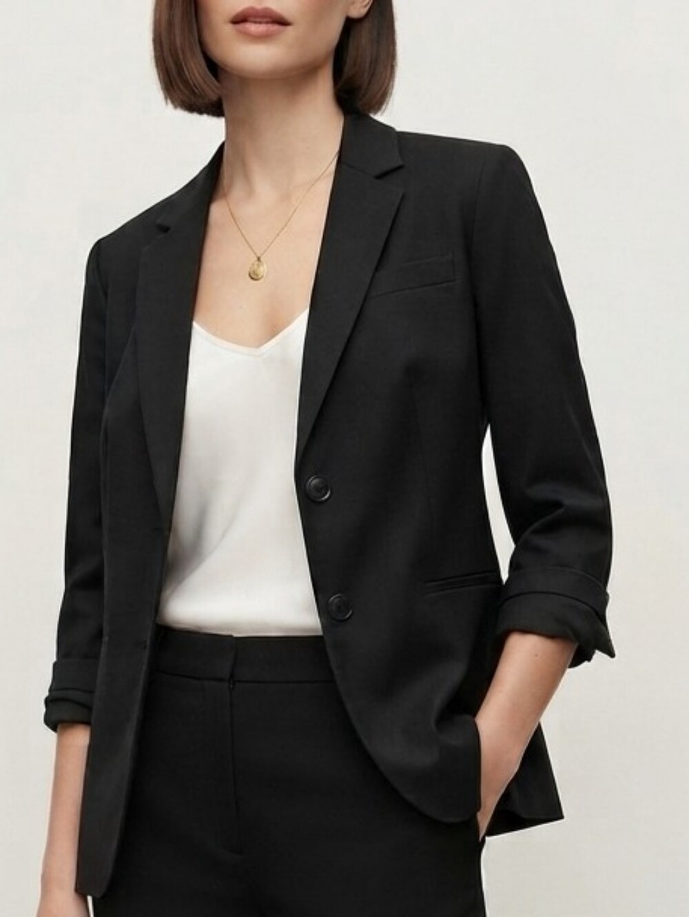 Aritzia Babaton Desmond Black Blazer  Fit Sz 10 Cotton Blend Structured Tailored
